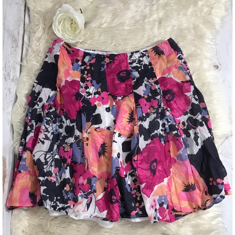 PINK & PEACH FLORAL LINED COTTON SKIRT SIZE 8